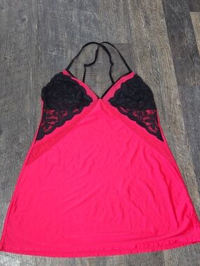 La SENZA Hot Red & Black Lace Chemise
